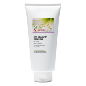 Tube mit Anti-Cellulite Creme-Gel, enthält Escin und L-Carnitin, zur Minderung von Cellulite-Anzeichen.