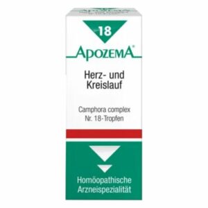 Packung von Apothem Herz- und Kreislauf, Camphora complex Nr. 18-Tropfen, homöopathische Arzneispezialität.