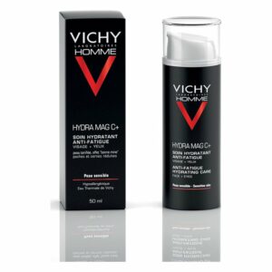 Tube mit schwarzer Verpackung und Pumpkopf, enthält feuchtigkeitsspendende Pflege für Gesicht und Augen.