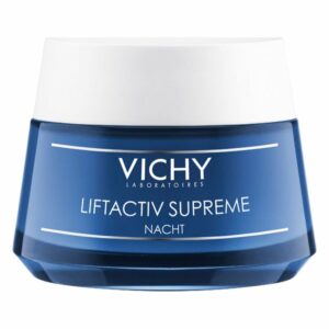 Nachtcreme Vichy Liftactiv Supreme in blauer Verpackung mit weißem Deckel