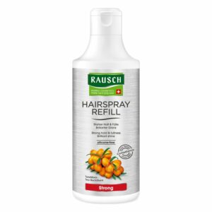 Nachfüllpackung für Haarspray von Rausch mit silikonsfreier Formel, betont starken Halt und Glanz.