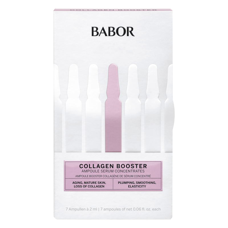 Verpackung mit 7 Ampullen eines Collagen Boosters von BABOR für reife Haut und Verbesserung der Elastizität.
