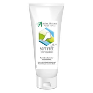 Tube mit Fußpflegecreme "Soft Feet", designed zur Pflege bei übermäßiger Hornhautbildung.