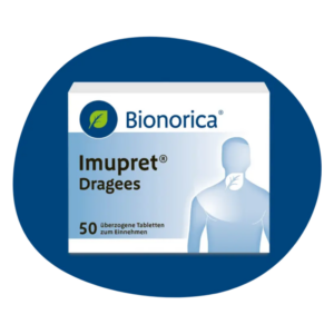 Verpackung von Bionorica Imupret Dragées, die überzogene Tabletten zur Einnahme darstellen.