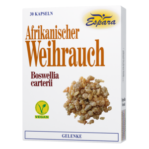 Packung mit 30 Kapseln Afrikanischer Weihrauch, enthält Boswellia carterii, zur Unterstützung der Gelenke.