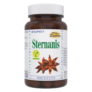 Braune Kapsel-Packung mit der Aufschrift "Sternanis" für das Immunsystem, vegan, 60 Stück.