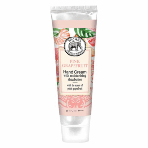 Handcreme in einer rosa Tube mit Aromatherapie-Duft von rosa Grapefruit und feuchtigkeitsspendender Sheabutter.