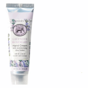 Handcreme in einer Tube mit Lavendel- und Rosmarinduft, verpackt in einem dekorativen Design.