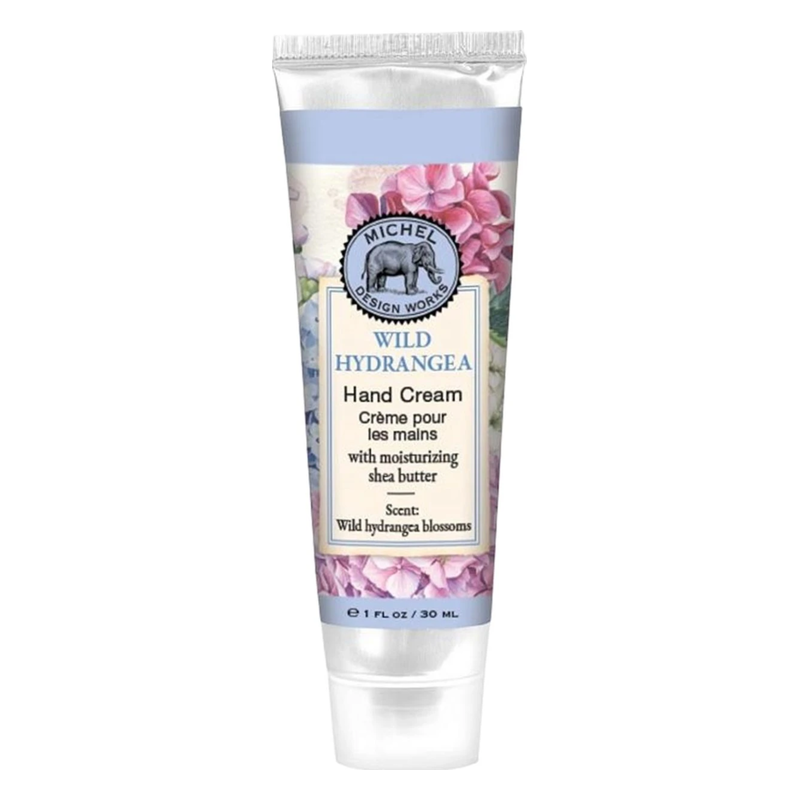Handcreme in einer 30 ml Tube mit floralem Design und Duft von wilden Hortensien.